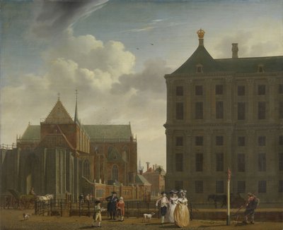 De Nieuwe Kerk en het Stadhuis op de Dam in Amsterdam, ca. 1780-90 door Isaac Ouwater