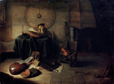 Melancholie II Wetenschapper in zijn studio, Nederlandse schilderij van de 17e eeuw door Isaak de Jouderville
