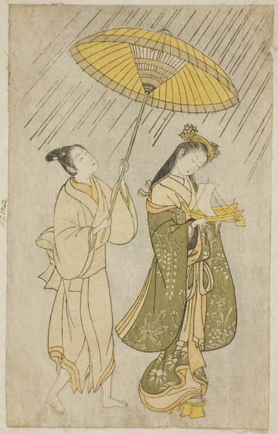 Parodie van Komachi die bidt voor regen door Ishikawa Toyonobu