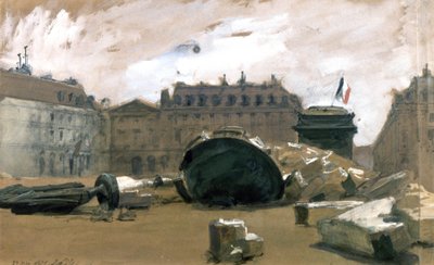 Commune van Parijs: de omvergeworpen Vendôme-zuil door Isidore Pils