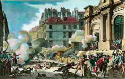 Franse Revolutie: Op de 13e van het jaar IV; Generaal Bonaparte (Napoleon I Bonaparte) liet de kanonnen brengen, de opstandelingen werden beschoten op de trappen van de Kerk van Saint Roch in Parijs op 4 oktober door Isidore Stanislas Helman