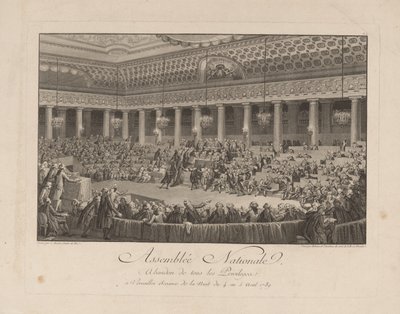 De Nacht van 4 augustus 1789 in de Nationale Vergadering, 1790 door Isidore Stanislas Helman