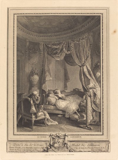 De gevaarlijke roman door Isidore Stanislas Helman after Nicolas Lavreince