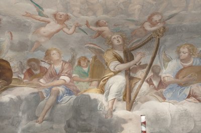 Engelen, muzikale engelen en putti (detail) door Isidoro Bianchi