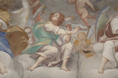 Engelen, muzikale engelen en putti, detail van Paradijs met eeuwige Vader (detail) door Isidoro Bianchi