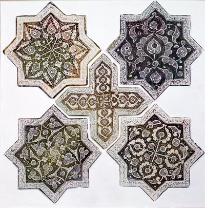 Vijf tegels, Kashan, Iran door Islamic School