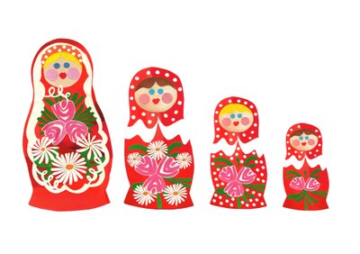 Russische poppen, 2014 (gesneden papier) door Isobel Barber