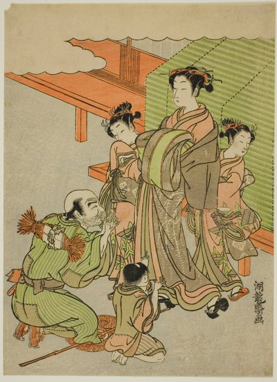 Bedelen om aalmoezen door Isoda Koryusai