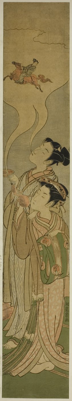 Koppel dat een Paard en Ruiter Oproept (parodie op Tekkai en Chokaro) door Isoda Koryusai