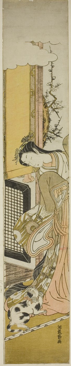 Parodie van de Derde Prinses en Haar Huisdier Kat door Isoda Koryusai