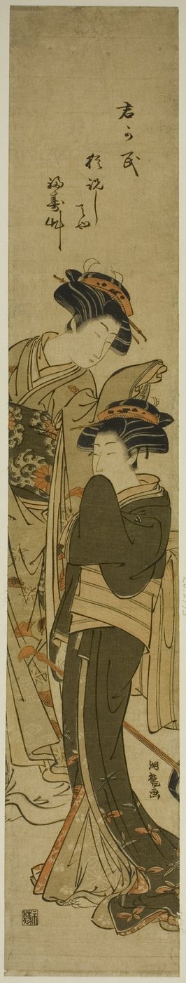 Twee Courtisanes door Isoda Koryusai
