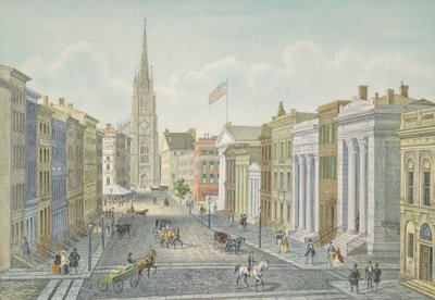 Wall Street, New York in 1847 door Isodore Laurent Deroy