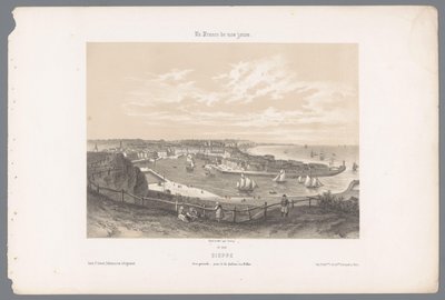 Zicht op Dieppe vanaf de klif van Pollet door Isodore Laurent Deroy