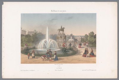 Zicht op de Place Napoléon te Lyon door Isodore Laurent Deroy