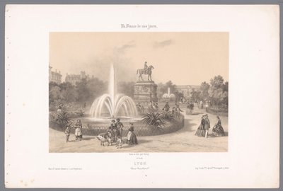 Zicht op de Place Napoléon te Lyon door Isodore Laurent Deroy