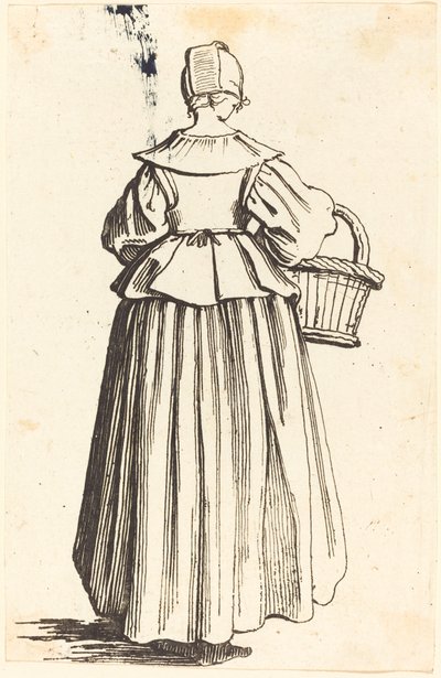 Boerin met Mand, van Achteren Gezien door Israel Henriet after Jacques Callot