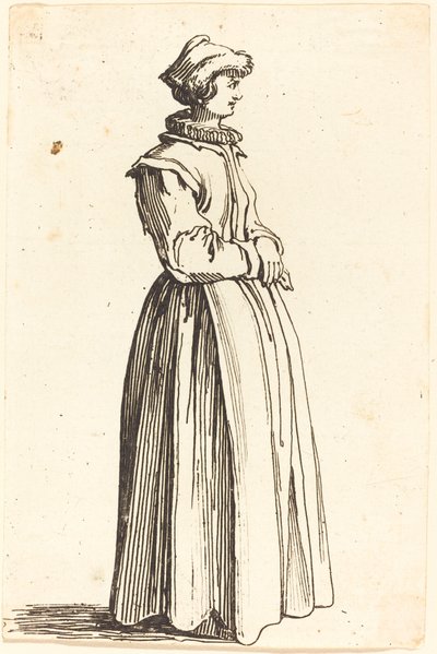 Jonge Vrouw, in Profiel, naar Rechts Kijken door Israel Henriet after Jacques Callot