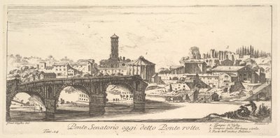 Senatoriale brug, tegenwoordig de Ponte Rotto (Gebroken Brug) door Israël Silvestre