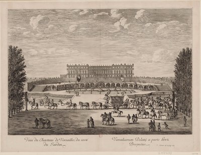 Uitzicht op het Paleis van Versailles vanuit de tuin door Israël Silvestre