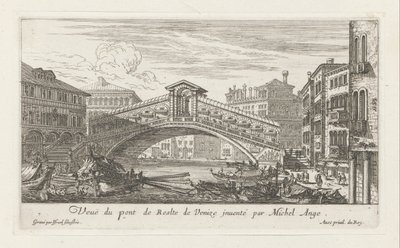 Uitzicht op de Rialtobrug en het Canal Grande, Venetië door Israël Silvestre