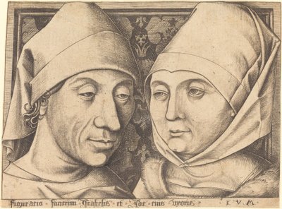Dubbelportret van Israhel van Meckenem en zijn vrouw Ida, c. 1490 door Israhel van Meckenem