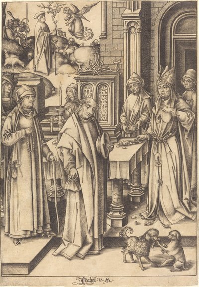 Het offer van Joachim, ca. 1490-1500 door Israhel van Meckenem