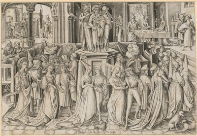 Tanz am Hof des Herodes door Israhel van Meckenem