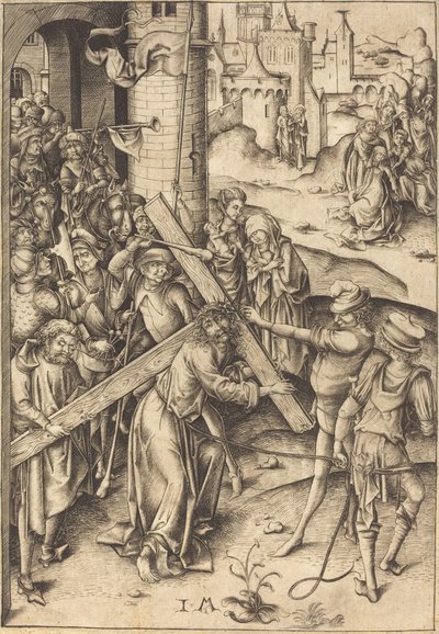 Het dragen van het kruis, ca. 1480 door Israhel van Meckenem
