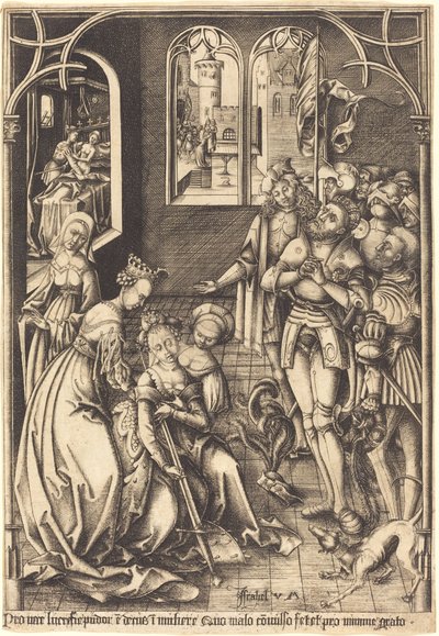 De dood van Lucretia door Israhel van Meckenem