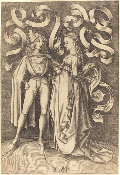 De Ridder en de Dame, ca. 1495-1503 door Israhel van Meckenem
