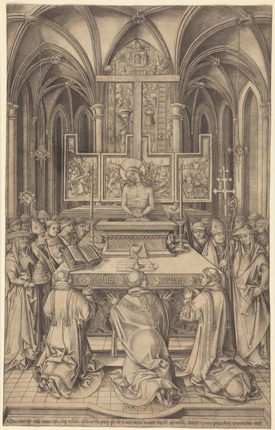 De mis van Sint Gregorius door Israhel van Meckenem