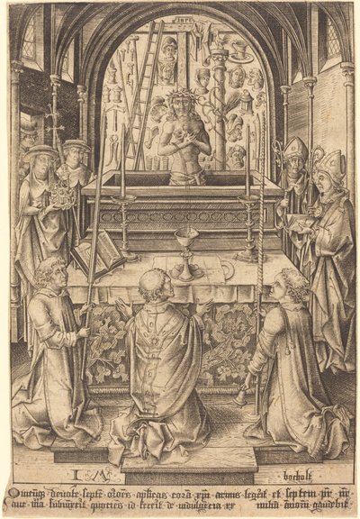 De Mis van Sint Gregorius door Israhel van Meckenem