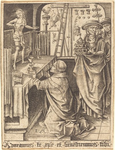 De mis van Sint Gregorius door Israhel van Meckenem