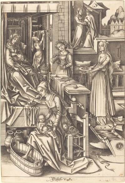 De Geboorte van de Maagd door Israhel van Meckenem after Hans Holbein the Elder