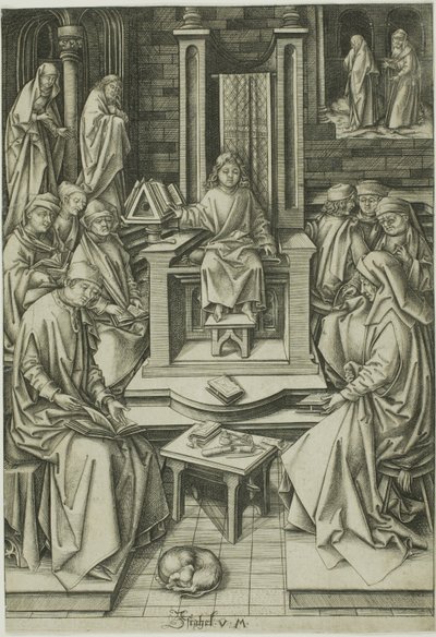 Christus onder de artsen door Israhel van Meckenem the younger