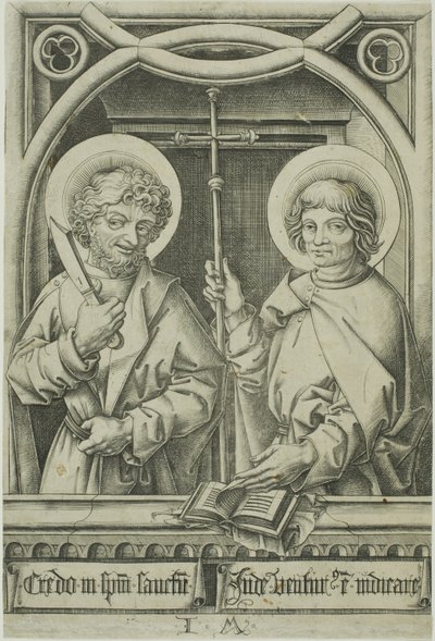 Sint Bartholomeus en Sint Filippus uit De Twaalf Apostelen door Israhel van Meckenem the younger