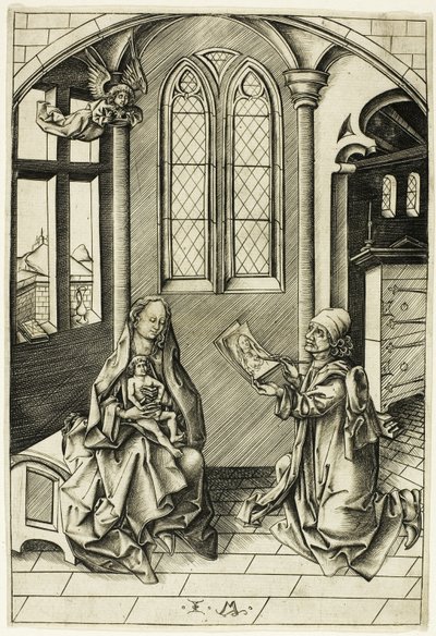 Sint Lucas portretteert de Madonna door Israhel van Meckenem the younger
