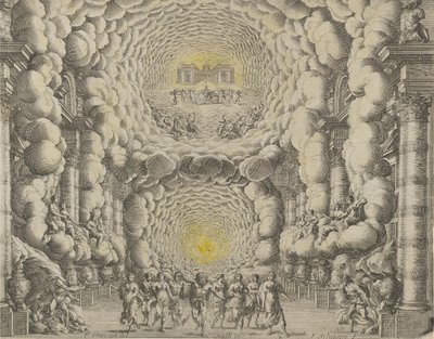 Ontwerp voor een theaterset gemaakt door Giacomo Torelli da Fano voor het ballet 
