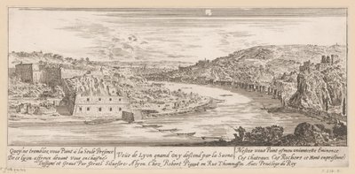 Gezicht op Lyon in een bocht van de Saône door Israël Silvestre