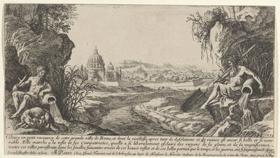 Gezicht op Rome met twee riviergoden door Israël Silvestre