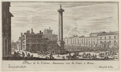 Place de la Colonne Antoniane rue du Cours in Rome door Israël Silvestre