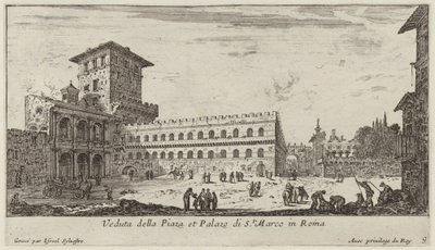 Gezicht op het Plein en Paleis van St. Marco in Rome door Israël Silvestre