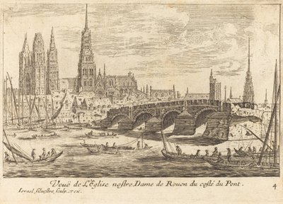 Uitzicht op de Kerk Notre Dame van Rouen door Israël Silvestre