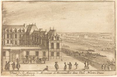 Gezicht op het Huis van de Heer de Bretonuiller op het Eiland Notre Dame door Israël Silvestre