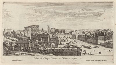 Uitzicht op het Campo Vaccino en het Colosseum in Rome door Israël Silvestre