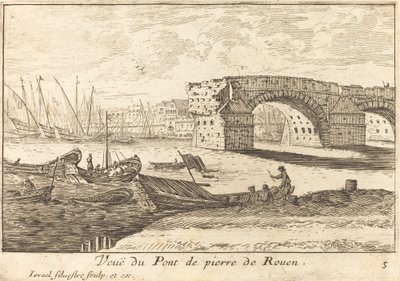 Uitzicht op de Stenen Brug van Rouen door Israël Silvestre