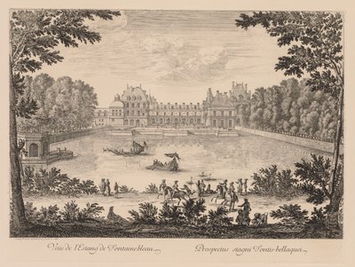 Uitzicht op de vijver van Fontainebleau door Israël Silvestre