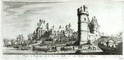 Perspectiefweergave van de Tour de Nesle en het Hotel de Nevers door Israël Silvestre the Younger