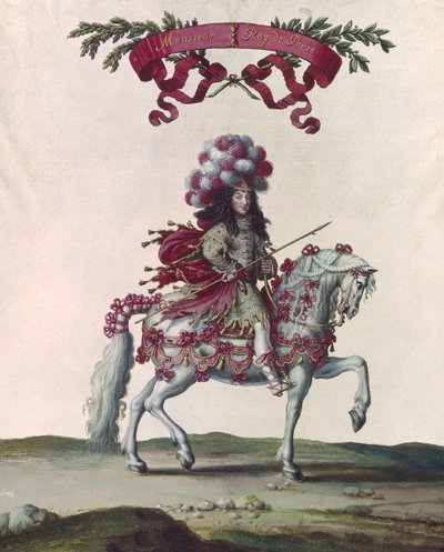 Philippe I (1640-1701) Hertog van Orléans als de koning van Perzië, onderdeel van de Carousel gegeven door Lodewijk XIV (1638-1715) voor de Tuilerieën, 5 juni 1662 door Israël Silvestre the Younger