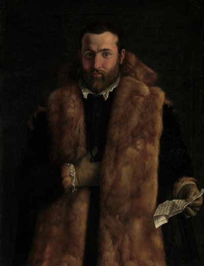 Portret van een man in een bontjas door Italian